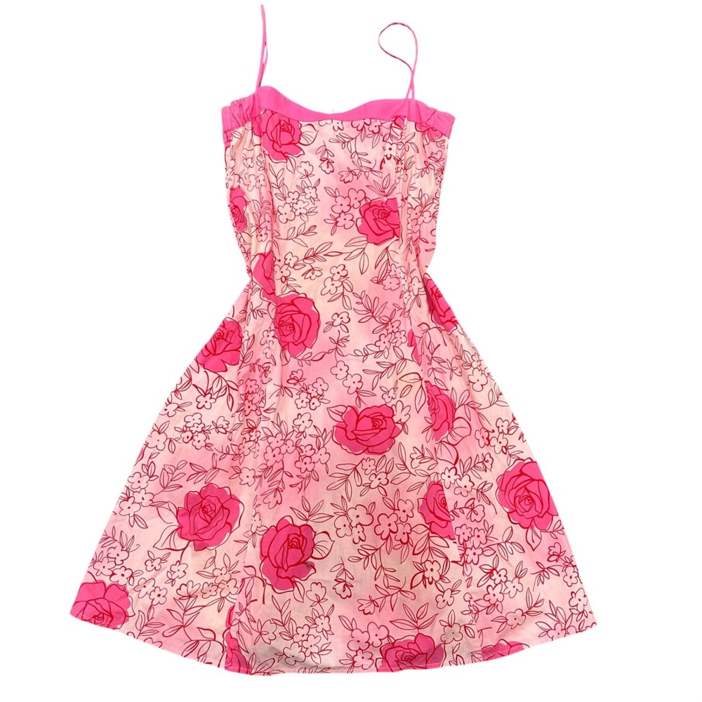 City Triangles Pink Floral Rose Print Spaghetti Strap Midi Dress Y2K Style